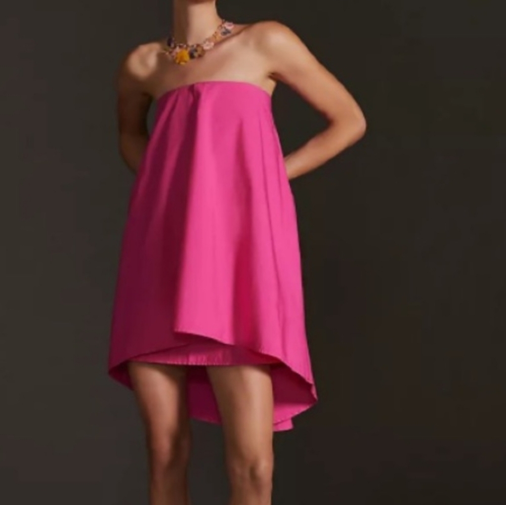 Anthropologie Pink High-Low Mini Dress